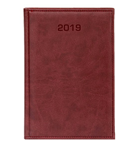 kalendarz książkowy a4 na 2019 kolor bordowy
