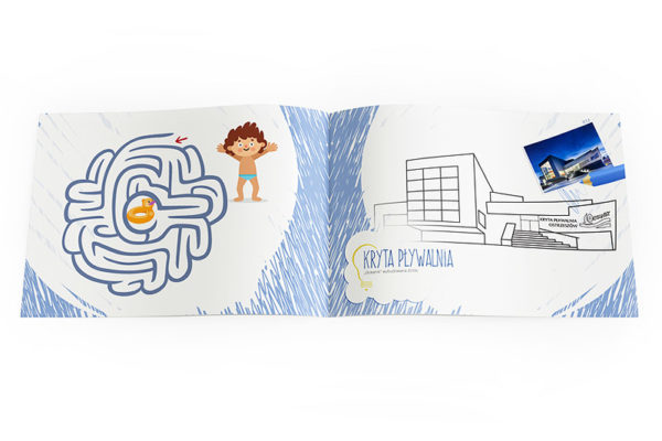kolorowanka zagadki dla dzieci reklama basenu miasta