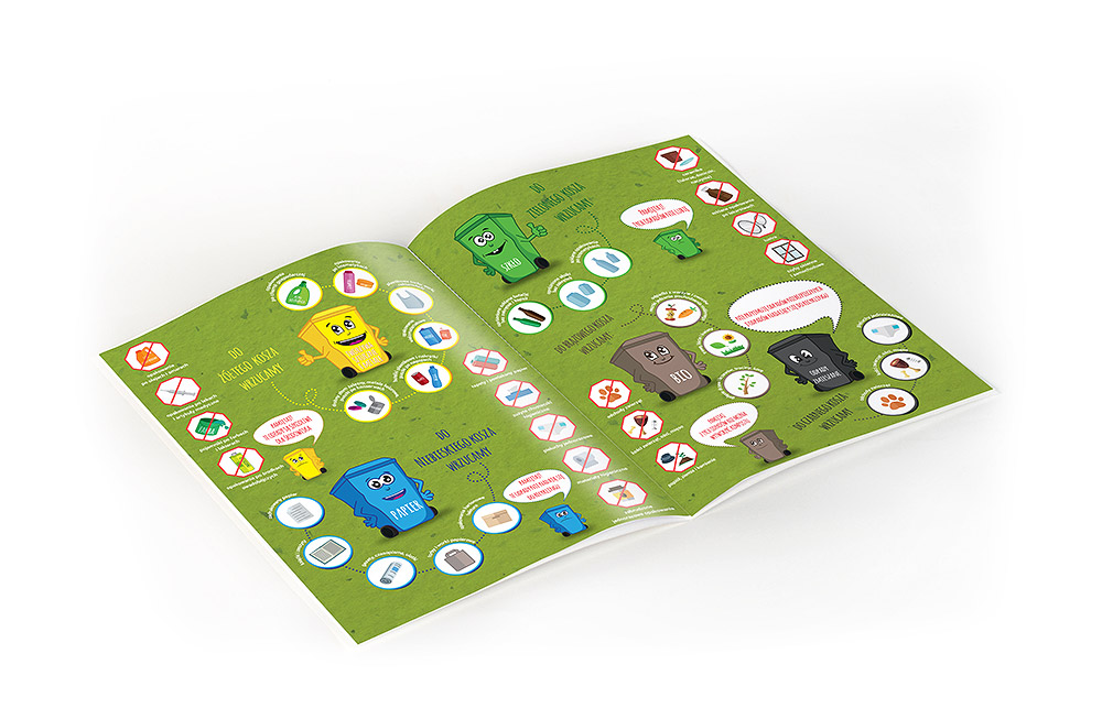 broszura tematyczna ekologia segregacja , kolorowanka, książeczka dla dzieci